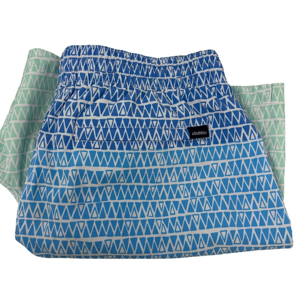 Chubbies Blue Multicolor Triangle Pattern Drawstring Swimming Trunks